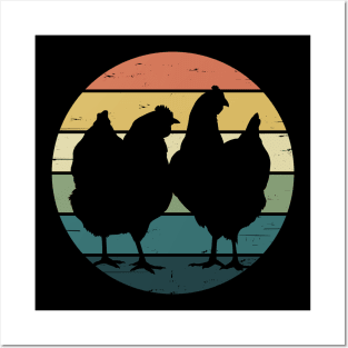 Retro Rainbow Hens for Chicken Lovers Posters and Art